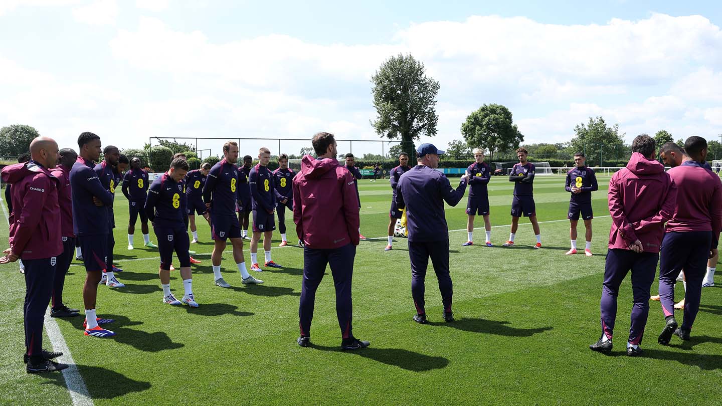 England's squad at training