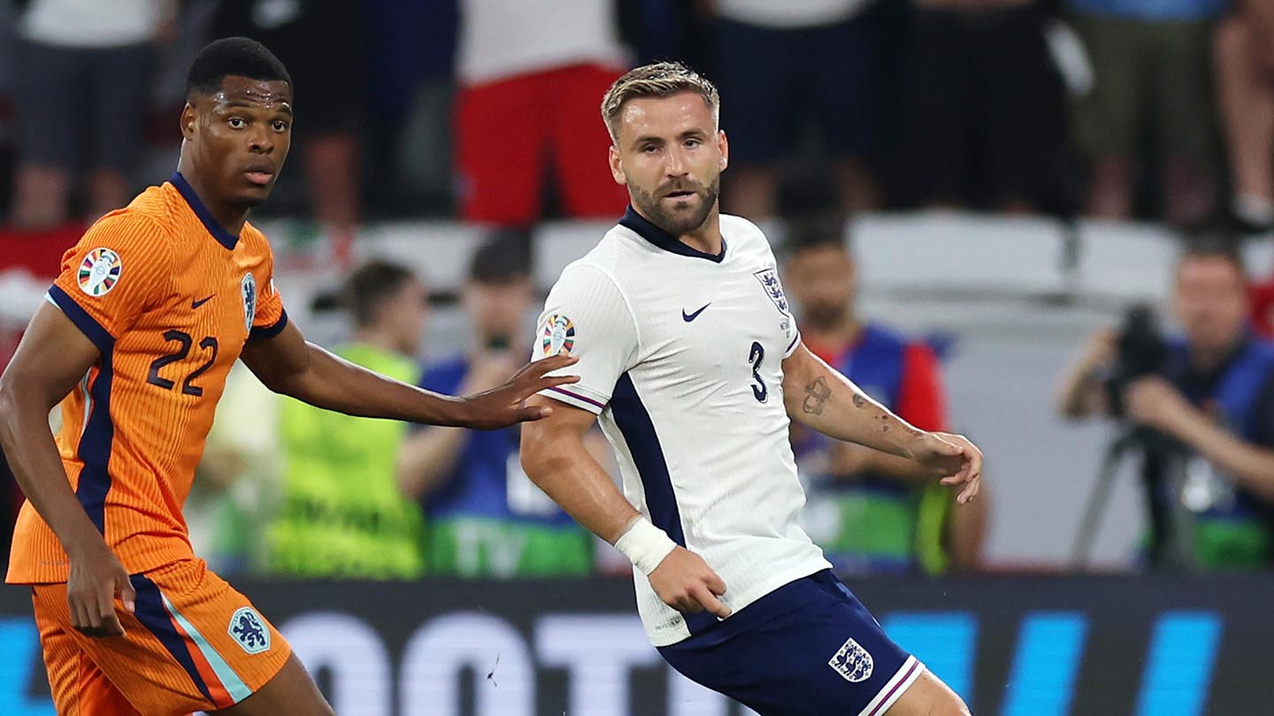 England's Luke Shaw during the EURO 2024 semi-final against Netherlands