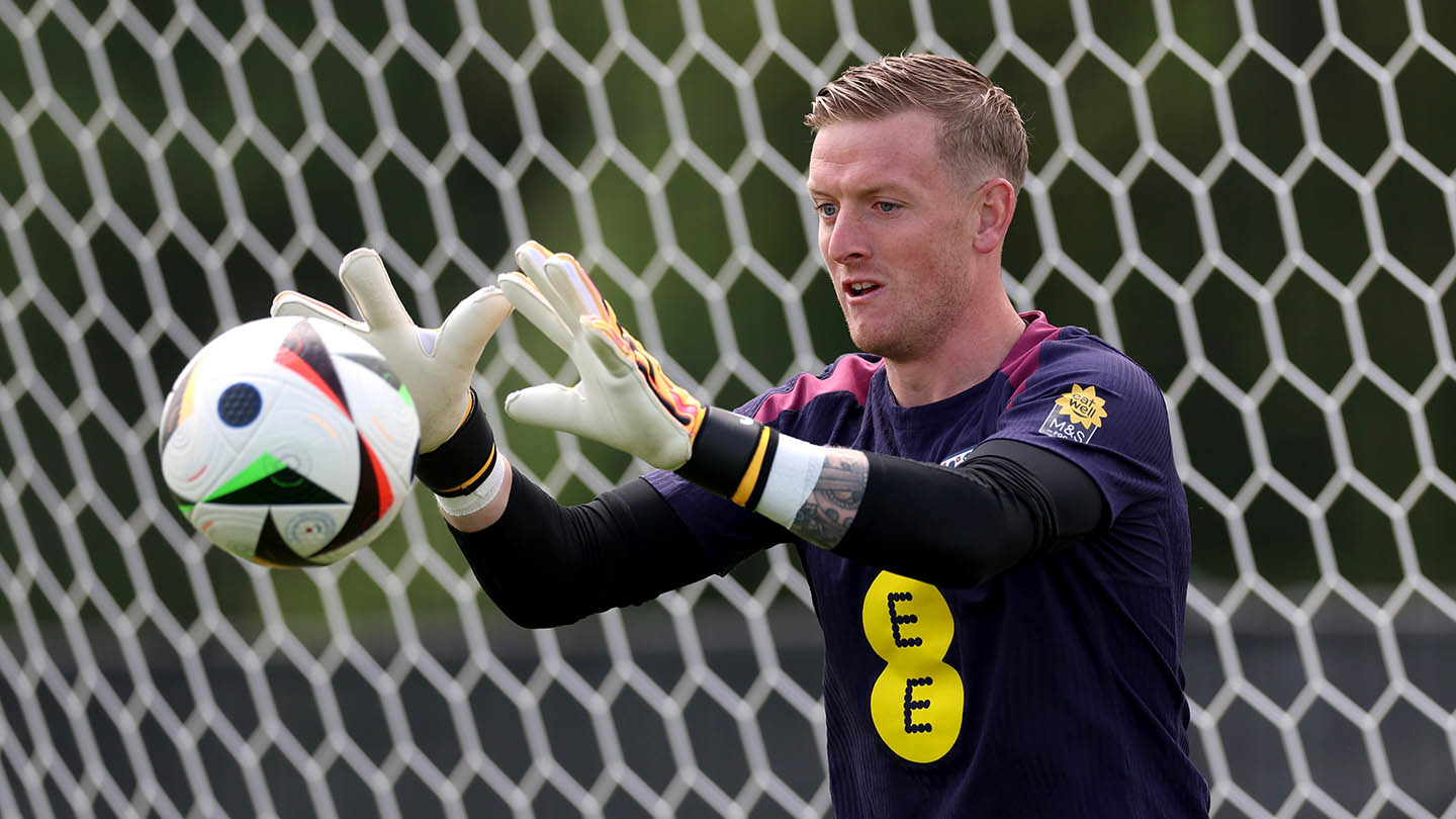 England's Jordan Pickford in training during EURO 2024