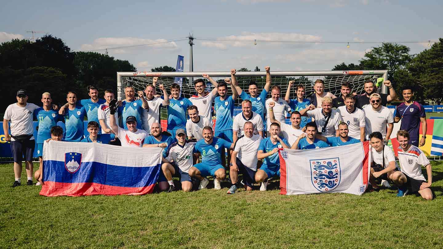 England fans played Slovenia fans ahead of the EURO 2024 game in Cologne