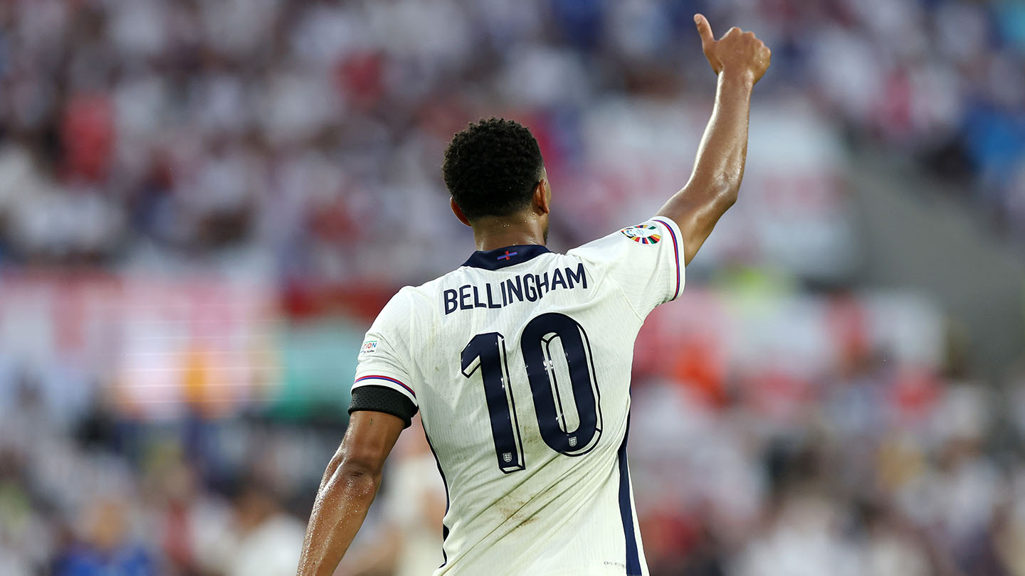 England's Jude Bellingham during the game with Slovenia at EURO 2024