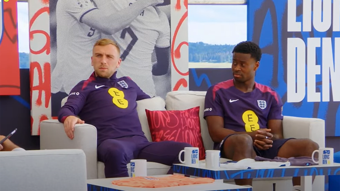 Jarrod Bowen and Marc Guehi appear on Lions' Den